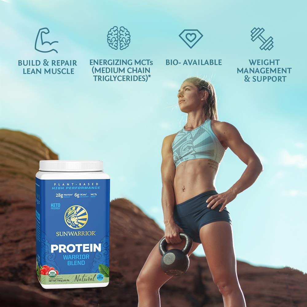 Sunwarrior Warrior Blend, Organic Vegan Protein Powder with BCAAs and Pea Protein (Natural, 30 Servings): Health & Personal Care