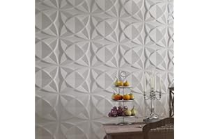 Art3d Plant Fiber 33 Tiles 32 Sq Ft Textured 3D Wall Panels for Interior Wall Décor, White