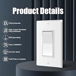 ThunderWay Single Pole Decorator Wall Light Switch