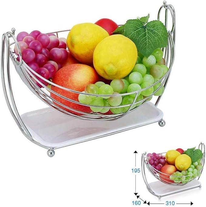 XYKX Stainless steel large fruit basket, living room household Fruit