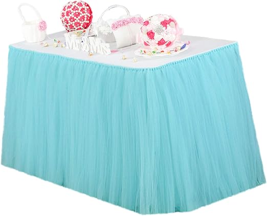 Amazon Com Vlovelife Turquoise Blue Tulle Table Skirt Tutu