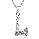 Silikepa Viking Necklace for Men Women 925 Sterling Silver Vintage Viking Pendant Necklace Punk Jewelry Gift for Men Women