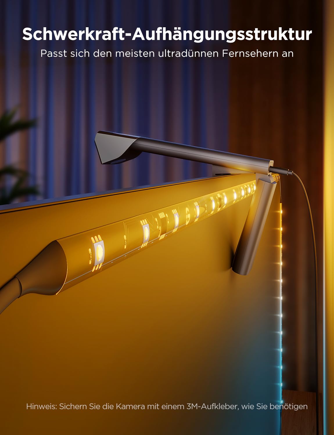Govee TV Hintergrundbeleuchtung 3 Lite mit Fish-Eye Korrektur Funktion, Sync für 55-65 Zoll TVs, 3,6M RGBICW WiFi TV LED Strip mit Kamera, 4 Farben in 1 Lampenperle, Sprach- & APP-Steuerung 5
