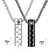 MOROTOLE Dog Urn Necklaces For Ashes Paw Print Ashes Urn Pendant Necklace Cylinder Cremation Necklace For Pet Ashes Urn Necklace For Puppy Pet Memorial Keepsake Jewelry