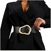 XZQTIVE Women Wide Elastic Waist Belt for Dresses Fashion Big Gold Buckle Stretchy Leather Waistband for Ladies