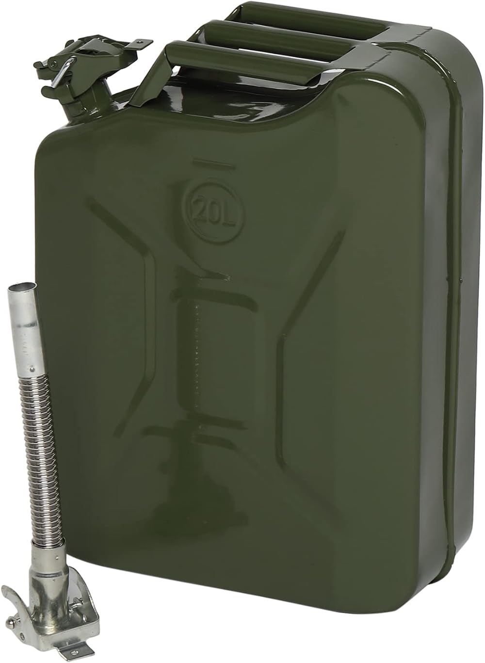 Bonnlo 20L Metal Jerry Can Fuel Container with Flexi Spout Green