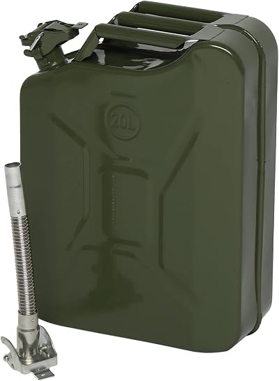 Bonnlo 20L Metal Jerry Can Fuel Container with Flexi Spout Green