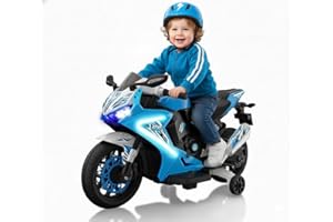 Kid Trax 6V Glow Electric Toddler Kids Motorcycle - Toddler Bike, Indoor/Outdoor Toys, Durable, LED Headlights and Body Light, Realistc Sounds, Kids Ride On Toys, Max Weight 65lbs, Ages 3-6, Blue