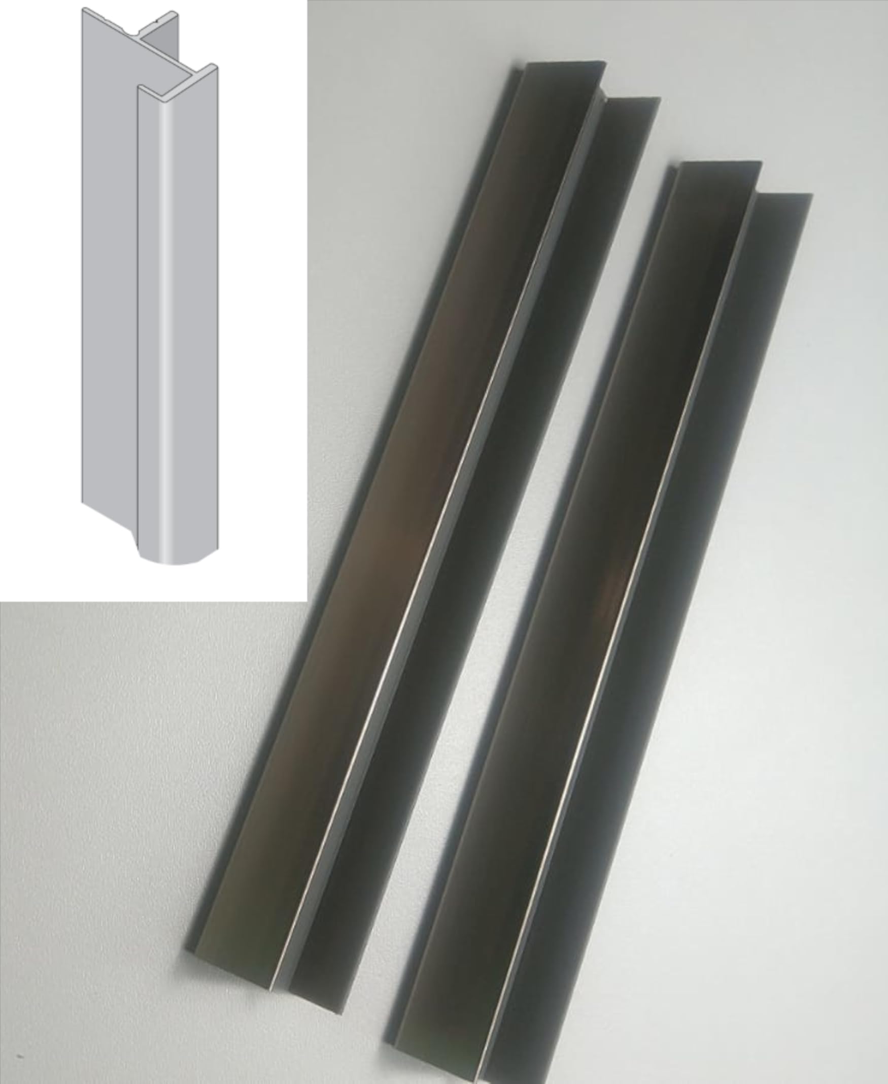 Set of 2 Socket Corner 90° Stainless Steel Look Height 120 mm for 13 mm