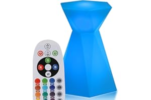 Magshion 29'' Height Waterproof Rechargeable LED Table - Glowing Furniture for Clubs, Parties, and Bars (White, Hexagonal, 21.5'' x 23.5'', 16 RGB Color Changing, Remote Control)