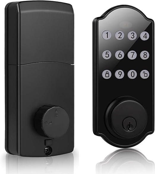 DECORITEN Electronic Keypad Deadbolt Door Lock Matte Black Finish