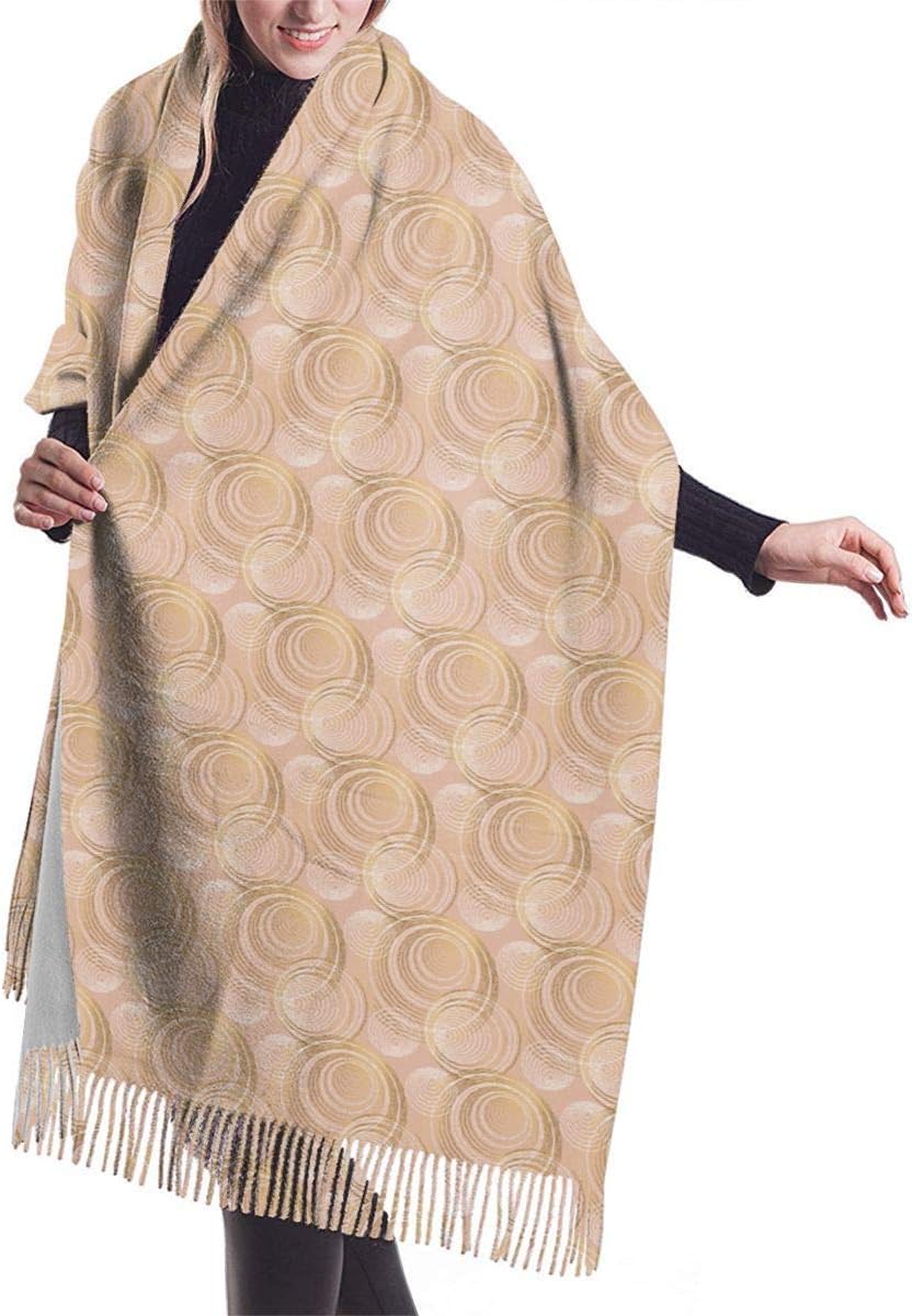 Shawl Wrap Blanket Scarf, Rose Gold Geometry Circle Pattern Winter Women Cashmere Shawl Wraps Scarf