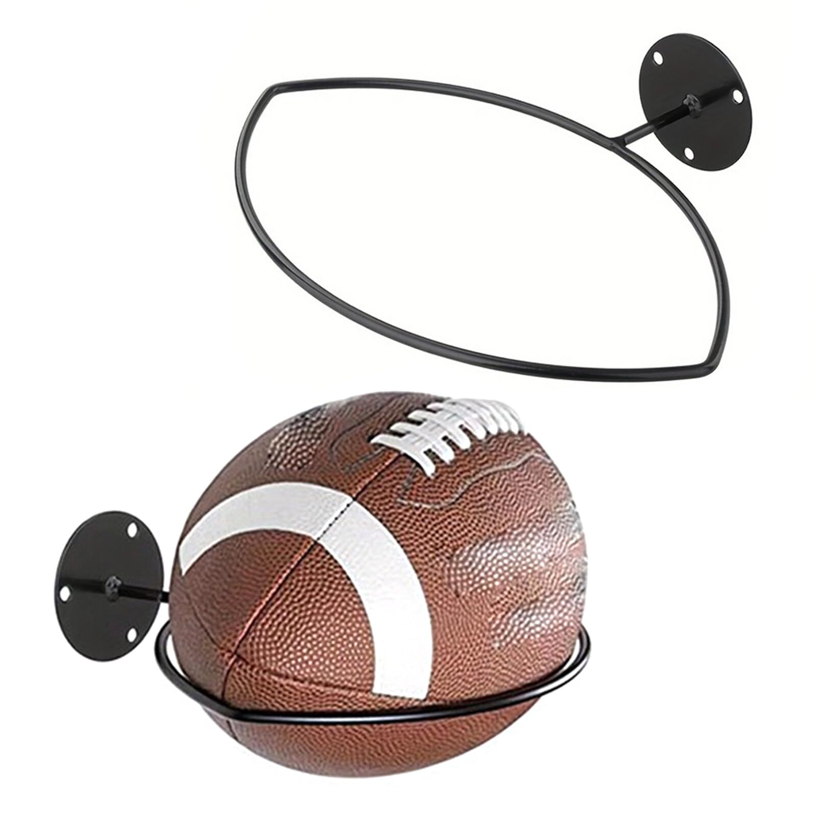 Bncxdc Rugby Holder, 2 Pieces Oval Football Wall Mount, Ball Storage Rack, Football Stand, Basketball Display Stand, Suitable for Ball Storage, Wall Decor