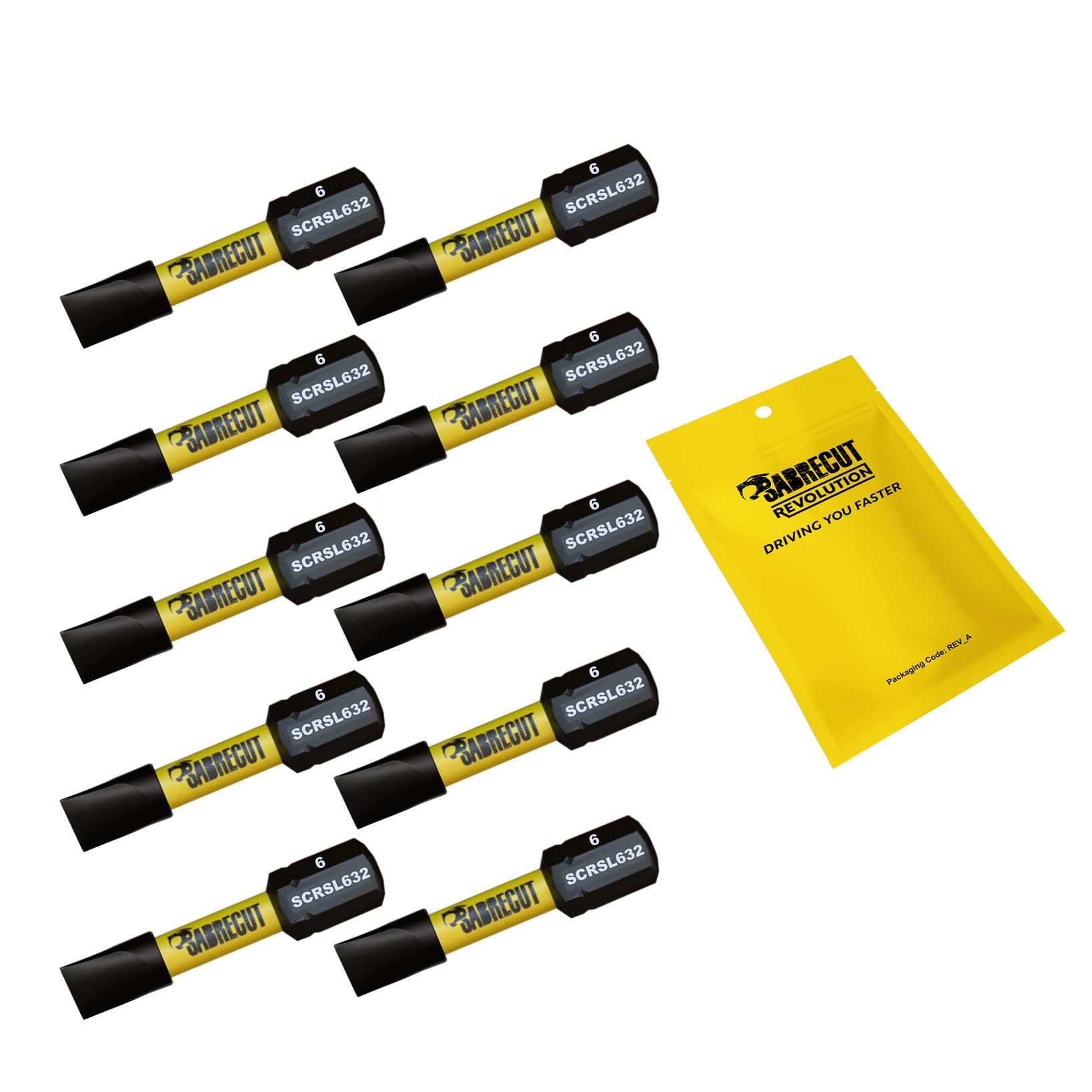 10 x SabreCut SCRSL632_10 32mm SL6 Slotted Magnetic Impact Screwdriver Driver Bits Set Single Ended Heavy Duty