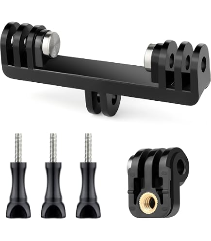 Aluminum Dual Twin Mount Adapter For GoPro Hero 12/11/10/9/8/7/6/5/4, DJI Osmo Action, AKASO, Campark - Compatible With Cameras Housings And Handheld Monopods, Includes 3 Screws