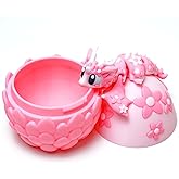 3D Printed Dragon Egg Toys Model, Flexible Joint Animal lace Statue, Small 3D Dinosaur Dino Eggs Toy, Fidget restlessness, ADHD Toy, Surprise Fantasy Festival Gift for Teens (Cherry Blossom)