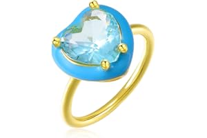 SHUSUKUE Heart/Oval/Round/Square Crystal Ring 925 Sterling Silver Minimalist Solitaire Birthstone Ring Personalized Birthstone Engraved Ring Natural Moss Agate Ring Birthday Promise Jewelry Gift for Women Girls Her (with Gift Box)