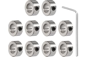 HiPicco Set Screw Collars, 10 Pack 2.05mm Bore Shaft Lock Collars, 7mm OD, 5mm Width, Nickel-Plated Carbon Steel Landing Gear Stopper Wheel Collar, Includes Wrench