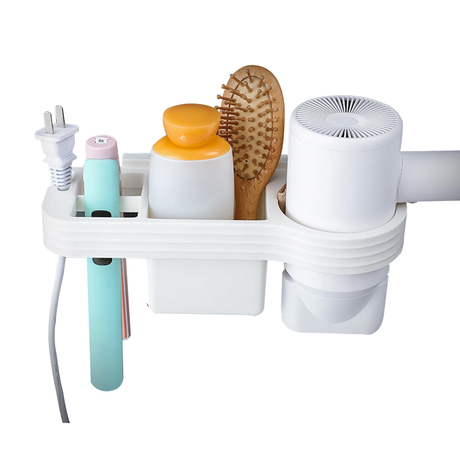 Hair Dryer Holder, Hair Straightener Holder Hairdryer Holder Station Wall Mounted Hair Dryer Rack Without Drilling, Hair Dryer Stand Hair Styling Care Tool Organizer for Hair Dryer & Sundries Storage