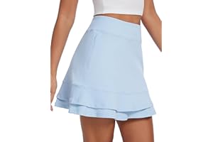 H Hellisal Womens Tennis Skirt 16" Skorts for Woman Dressy Casual High Waisted Golf Athletic Ruffle Skirts with Pockets