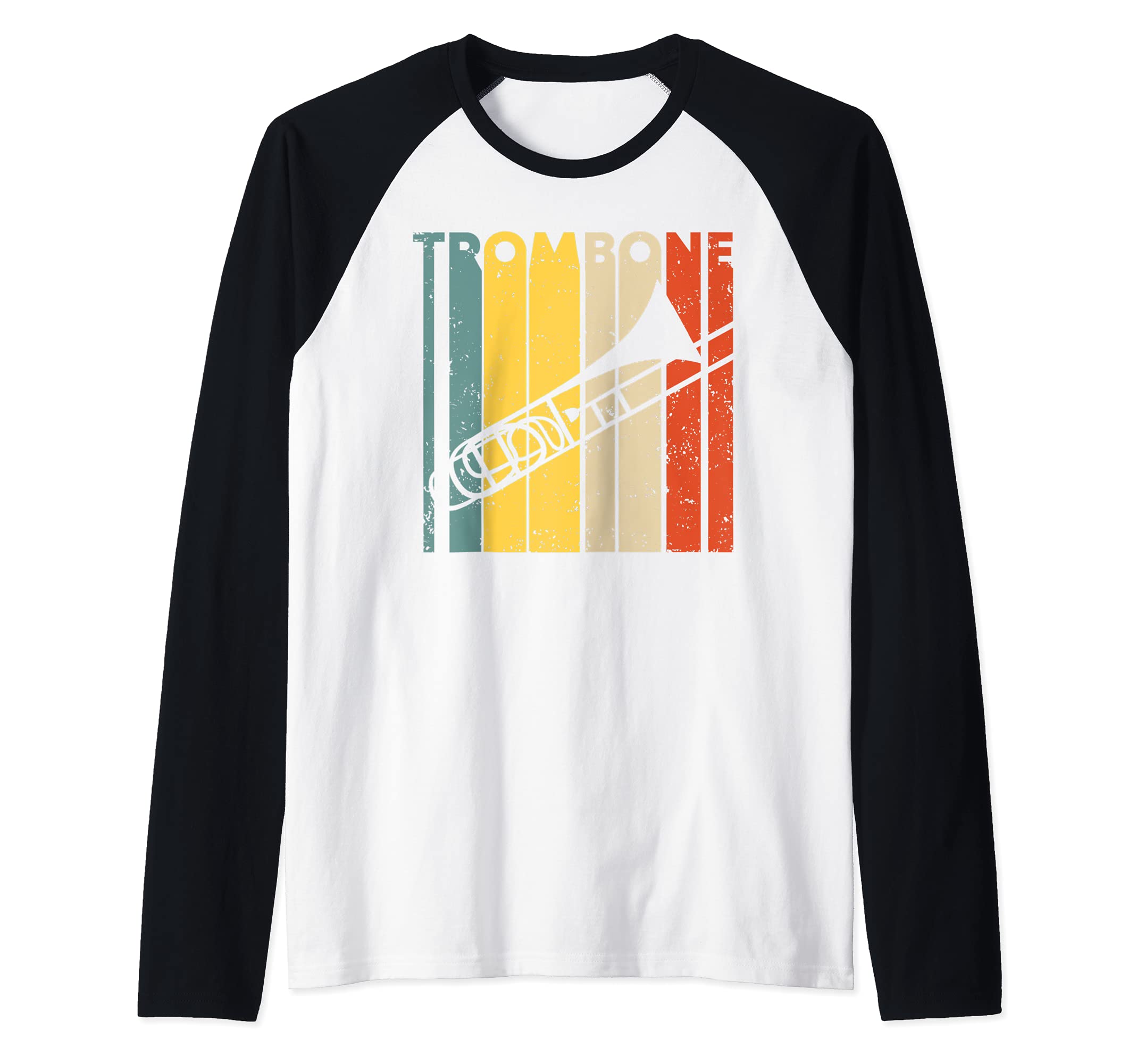 Retro Vintage Trombone Marching Band Trombonist I Trombone Raglan Baseball Tee