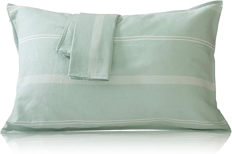 Amazon Bedsure 枕カバー 43 63 まくらかばー 麻 綿 まくらかばー 緑 ピローケース マクラカバー まくらカバー ピローケースタオル地 グリーン 花柄 おしゃれ 通気性がいい 洗える インテリア ベッド飾り 抗菌 高級仕様 品質 丈夫 吸湿 枕カバー ピローケース
