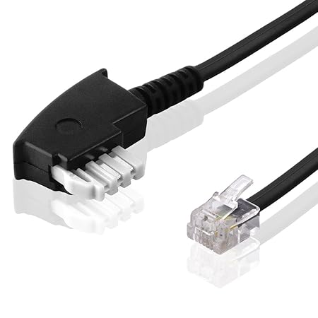 BestPlug 20 Meter Fax-Kabel / TAE-N Stecker auf RJ11 Stecker / Schwarz