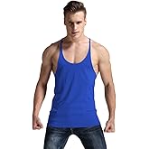 YAKER Men's Fitness Gym Tank Top Singlet Bodybuilding Stringers Sleeveless Muscle Shirt