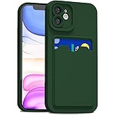 LoeoeL for iPhone 11 Case with Card Holder Slim, Thin Silicone Wallet Phone Case with Credit Card Slot for Women Men, Soft Rubber Gel TPU with Pocket Shockproof Camera Cover, Dark Green