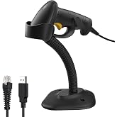 Inateck 2D Barcode Scanner with Stand, USB Wired QR Barcode Reader, Plug &amp; Play | 1D 2D PDF417 Data Matrix Scanner, for Warehouse, Library, Handheld Bar Code Scanner