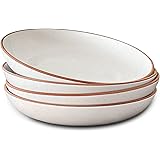 Mora Ceramic Large Pasta Bowls 30oz, Set of 4 - Serving, Salad, Dinner, etc Plate/Wide Bowl - Microwave, Oven, Dishwasher Saf
