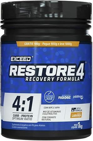 Suplemento Pós Treino Exceed Restore 4 Pote Laranja 900g 