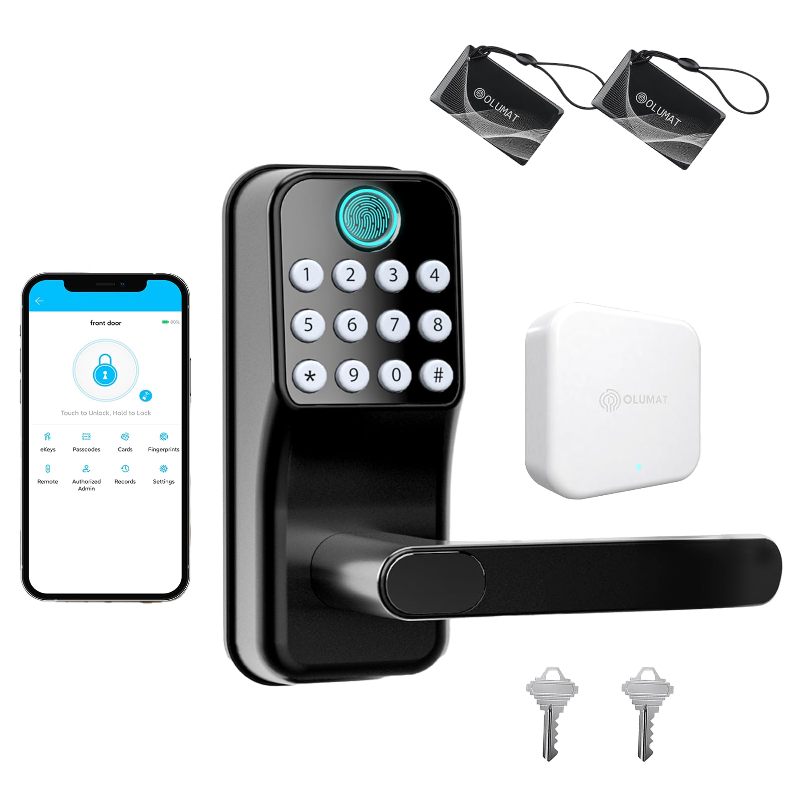 Lyrixar Smart Lock With Fingerprint & Keypad - Keyless Entry Door Lock With App Control For Home & Office