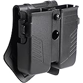 Universal Magazine Pouch,Double Magazine Holster,9mm/.40/.45 Magazine Holder for Beretta/Glock/Ruger/Sig Sauer/S&W/Taurus/H&K Single Stack/Double Stack Magazines, Ambidextrous Adj. OWB Mag Holder.