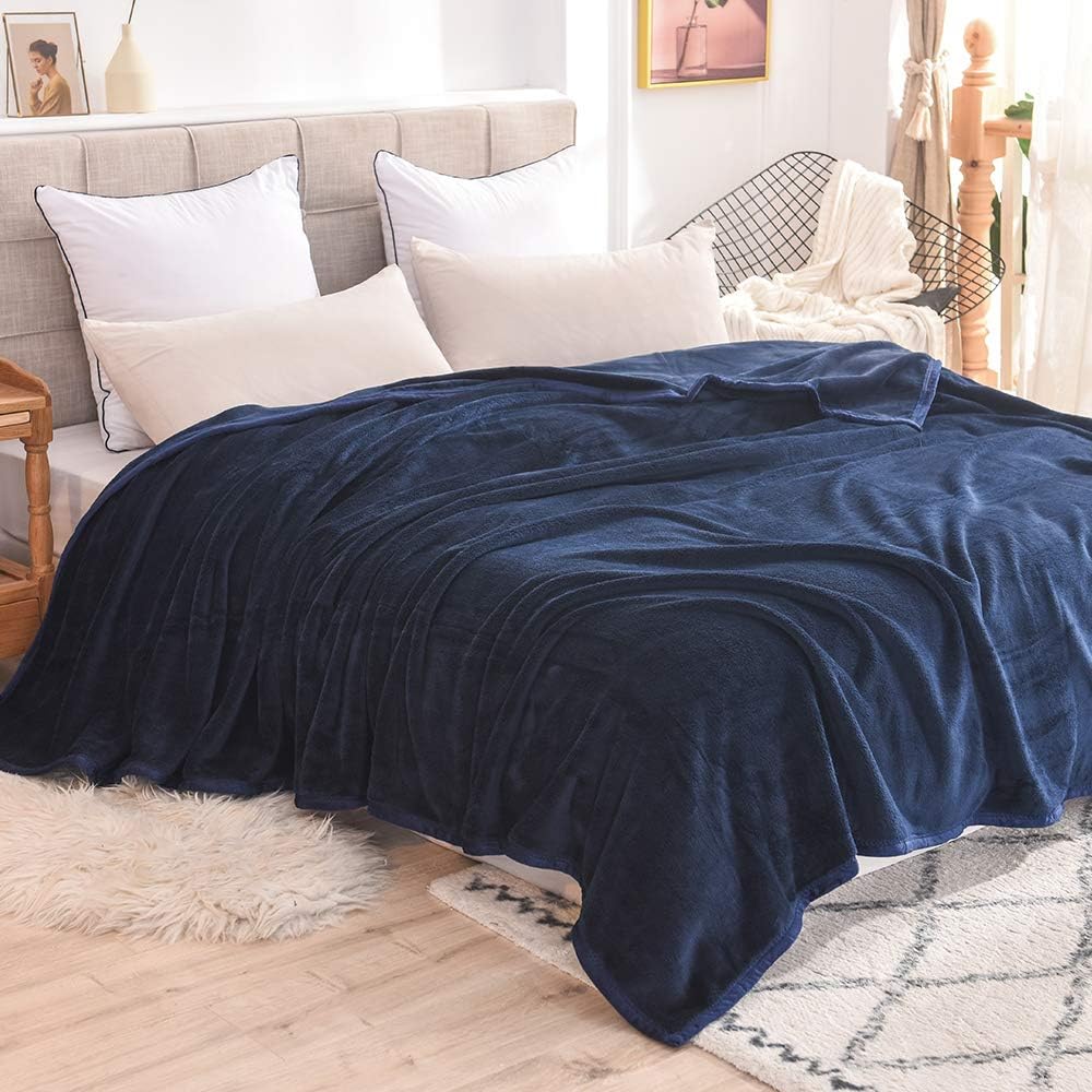 LIANLAM King Size Fleece Blanket Lightweight Super Soft and All Season Warm Fuzzy Plush Cozy Luxury Bed Blankets Microfiber (Royal Blue, 104"x90"): Home & Kitchen