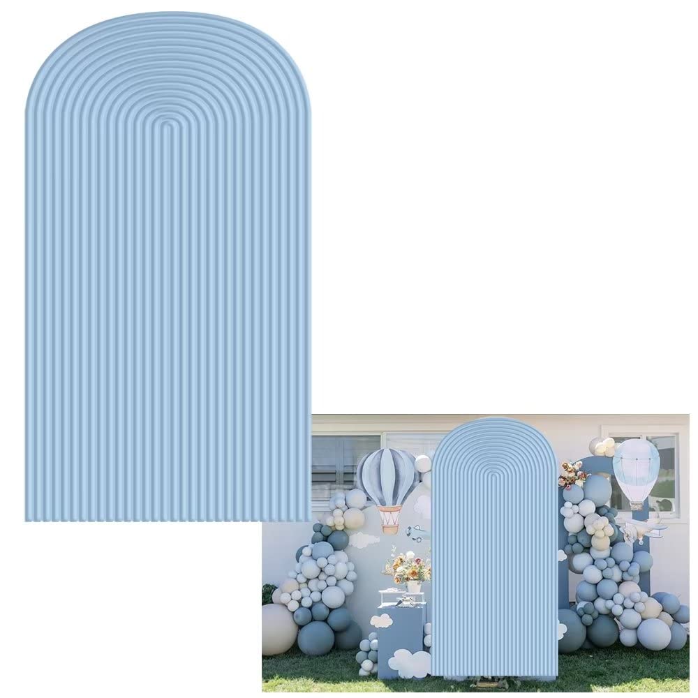 Photo 1 of HUAYI Blue Ripples Pattern Arch Backdrop Cover for Birthday Party Wedding Baby Shower Decorations Chiara Backdrops Arched Wall Covers Stands Display Props GP-446 3ft * 6.5ft