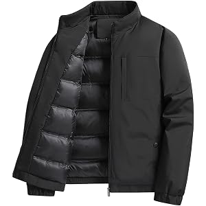 Lmlmigy Puffer Bomber Jacket Mens Casual Winter Quilted Coat Parka | Nylon or Polyester Shell, Polyester or down Fill Insulat