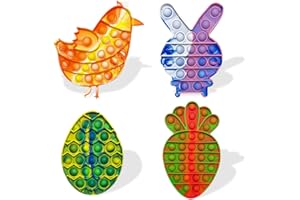Pinkiwine 4 Pack Colorful Easter Fidget Sensory Pop Toys for Kids Boys Girls Toddlers Easter Basket Stuffers Stress Relief Gifts Party Favors