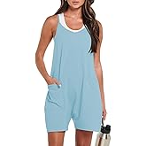 HAILTH Women's Overall Shorts Rompers Sleeveless Spaghetti Strap Baggy Overalls Jumpers High Elasticity and Loose Fitting