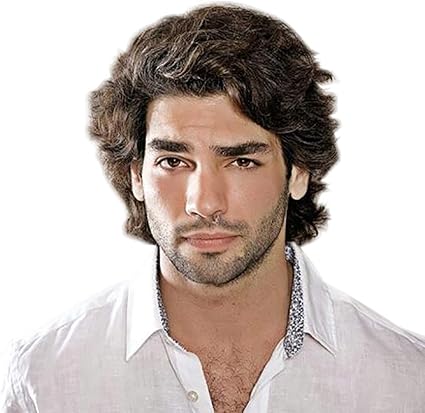 Stfantasy Short Brown Men Wigs Layer Curling Male Wig For Guys Boy