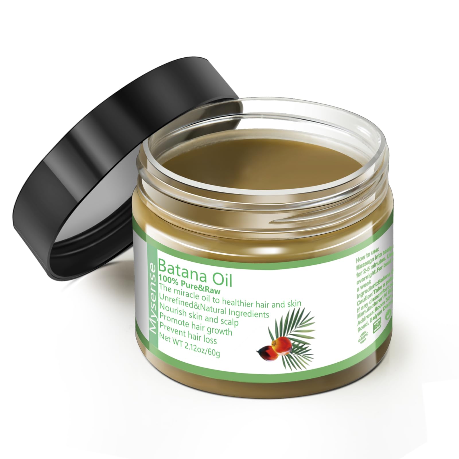 Mysense Raw Batana Oil for Hair Growth, 100% Pure Unrefined Dr. Sebi Hair Growth Oil, Scalp and Hair Care for Women & Men, Prevent Hair Loss, Promote Hair Thickness,60g