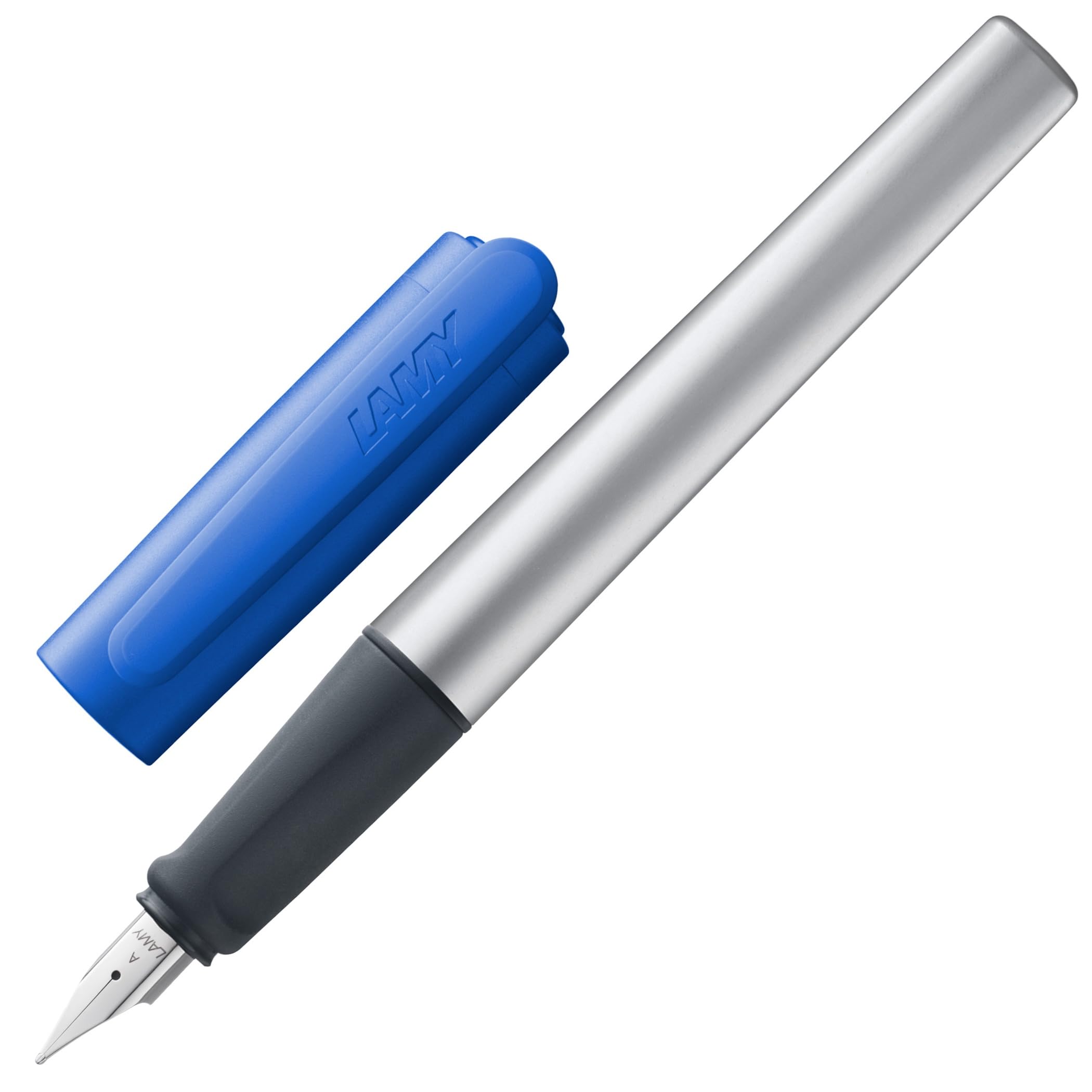 LAMY nexx blue – Fountain Pen with slip-proof grip & polished steel nib in size A - triangular aluminum body - including LAMY T 10 blue cartridge - Right-Handed — image 1