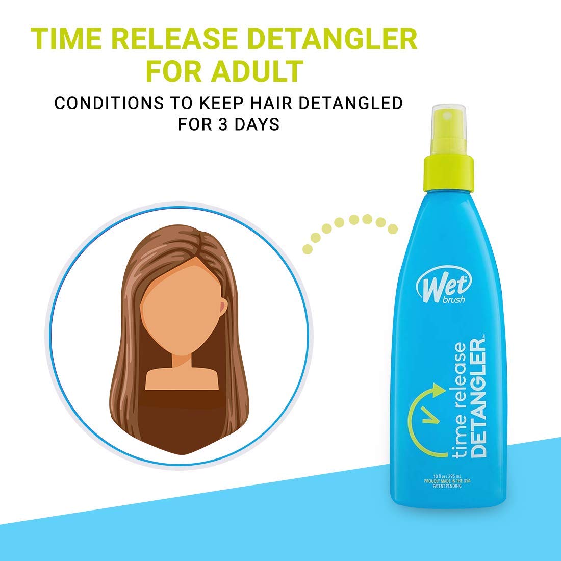 Wet Brush Time Release Detangler Adult Formula - Keeps Hair Hydrated, Shiny And Frizz-free - Safe And Gentle Formula For The Whole Family - For Women, Men, Wet And Dry Hair : Beauty