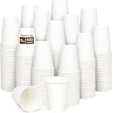 ESSENTIAL 400 Pack 9 oz Disposable Paper Coffee Cups, White Drinking Cup | for Hot/Cold Beverage, Hot Coffee Cups for Party, Picnic, Travel,and Events
