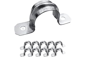 AIRMONT PRODUCTS (10 Pack) 1-1/2-Inch EMT Two-Hole Conduit Strap — Reinforced Rib, Heavy-Duty Zinc-Plated Steel Pipe Clamp for Secure Electrical Installs, Rust-Resistant Snap-On Mounting Hardware