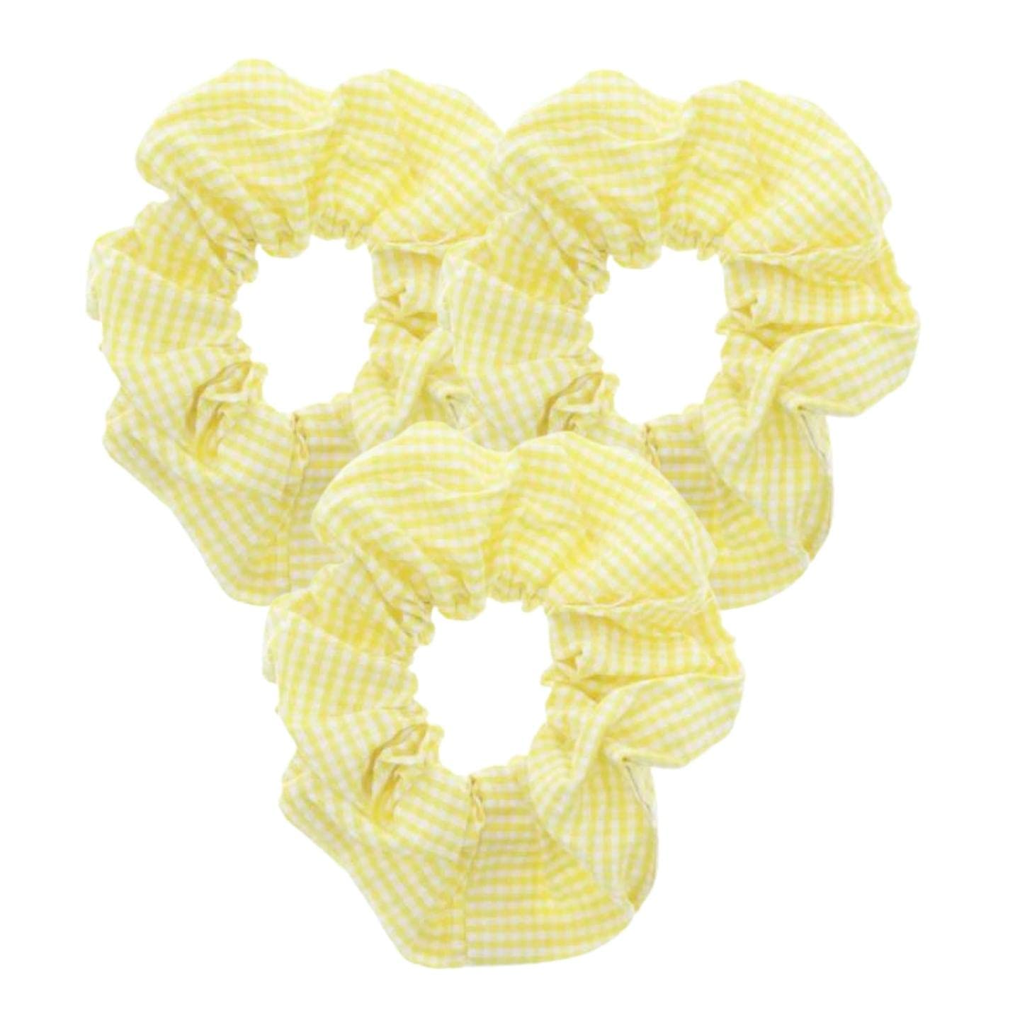 Topkids Accessories Gingham Hair Scrunchies - Pack of 3 (Yellow)