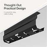 Desktronic Cable Duct Desk Black Set of 2 Stainless Steel 5 Cutouts view 4