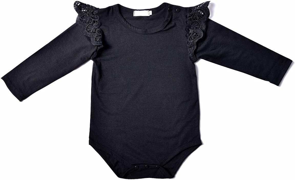 Infant Baby Girls Black Dress Full Sleeves Lace Romper
