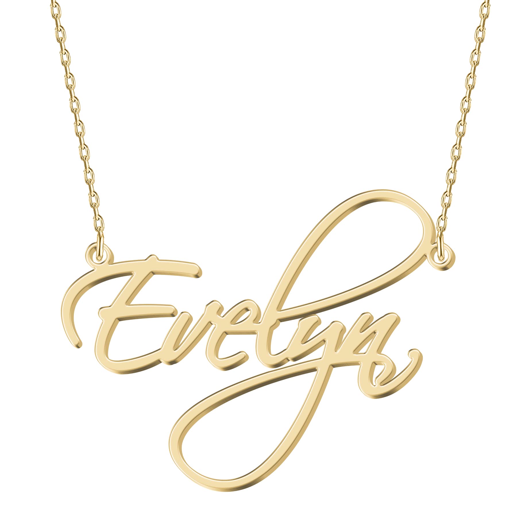 UMAGICBOX Personalized Evelyn Name Necklace 18K