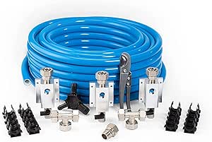 Maxline Pressured Leak-Proof Easy to Install Air Compressor Accessories Kit Piping System | 3/4 inch x 100 feet HDPE-Aluminum | Connects w/ any Air Compressor Hose | 100 PSI | 29 Pieces | M7500.